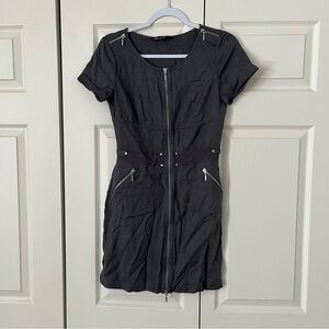 Vintage Women’s Armani exchange Moto Military Mini Dress Gray Size 2 Xs
